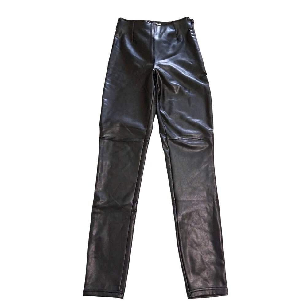 Abercrombie & Fitch Black Vegan Leather Skinny Pants Size Small Long